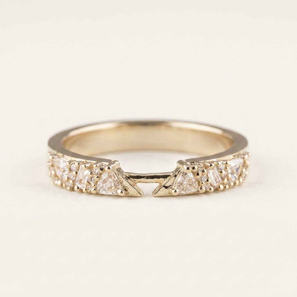 Moissanite 0.34 CT Baguette & Round Cut Diamond Ring