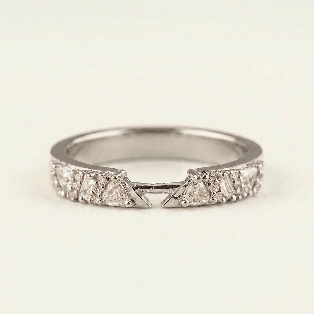 Moissanite 0.34 CT Baguette & Round Cut Diamond Ring