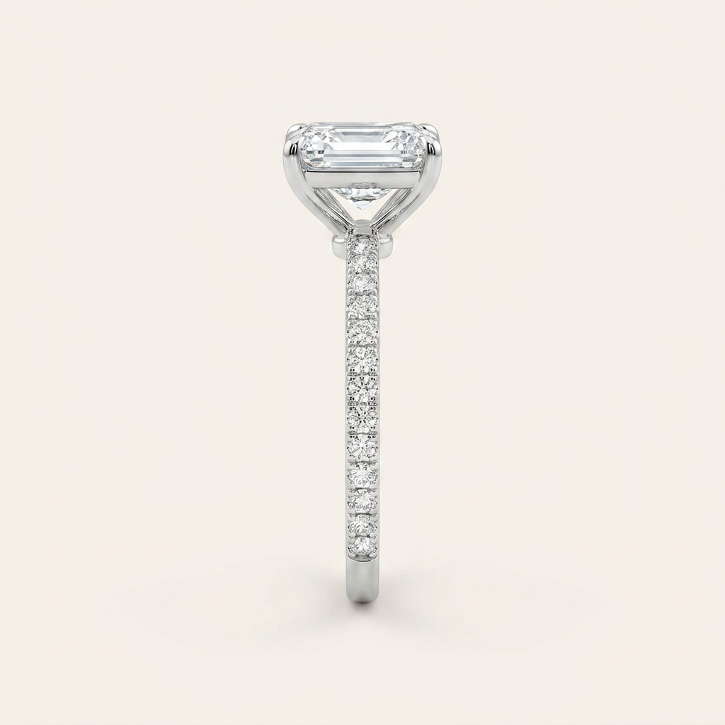 Moissanite 1.60 CT Emerald Cut Diamond Solitaire Ring (V1)