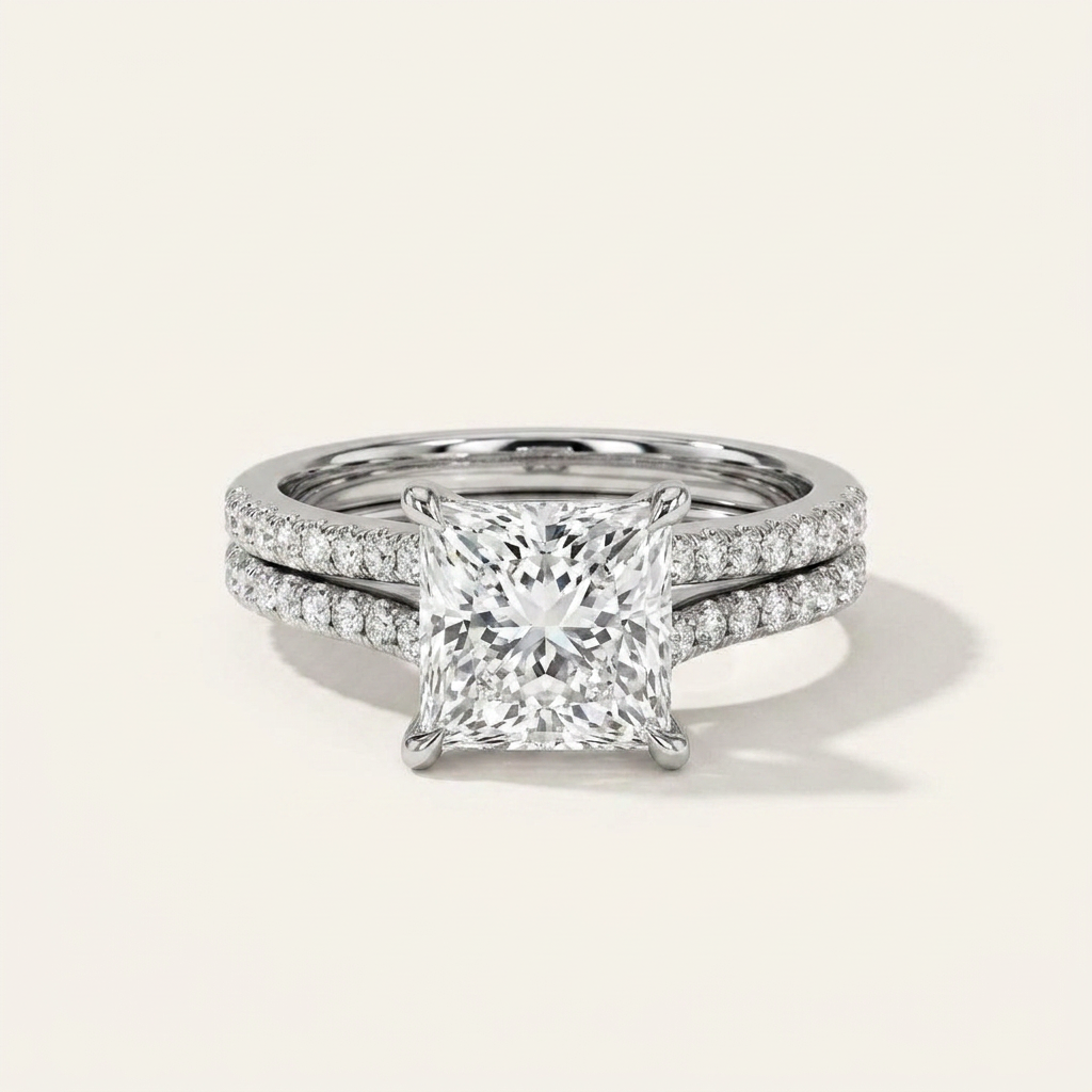 Moissanite 4.73 CT Princess Cut Diamond Solitaire Ring
