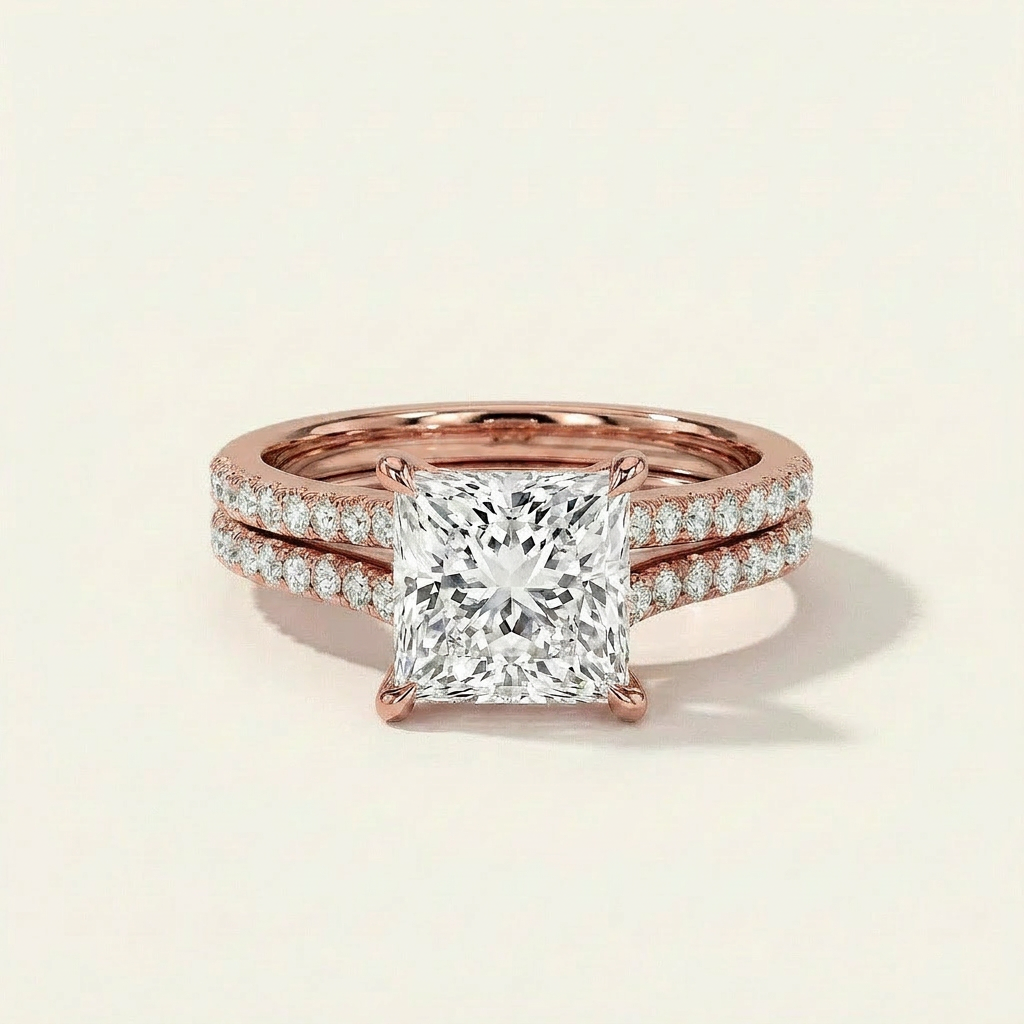 Moissanite 4.73 CT Princess Cut Diamond Solitaire Ring