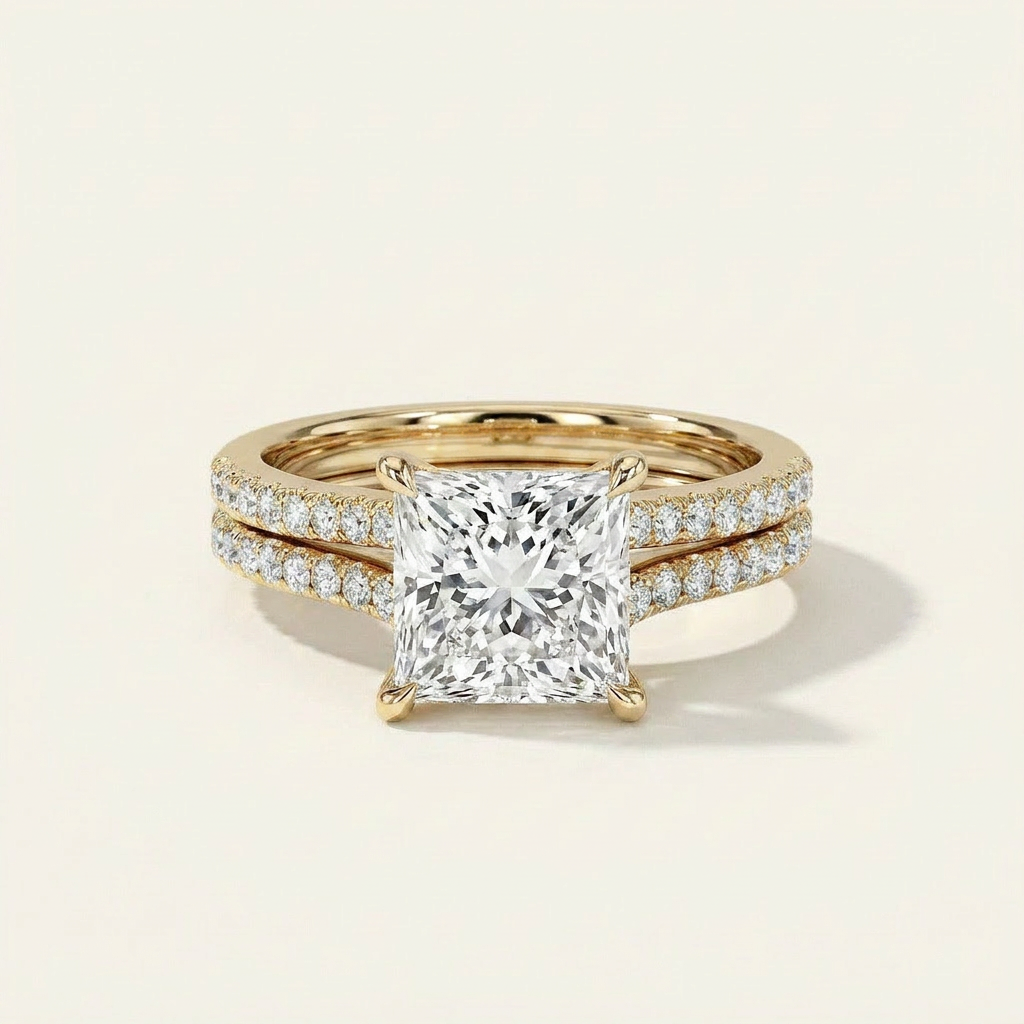 Moissanite 4.73 CT Princess Cut Diamond Solitaire Ring