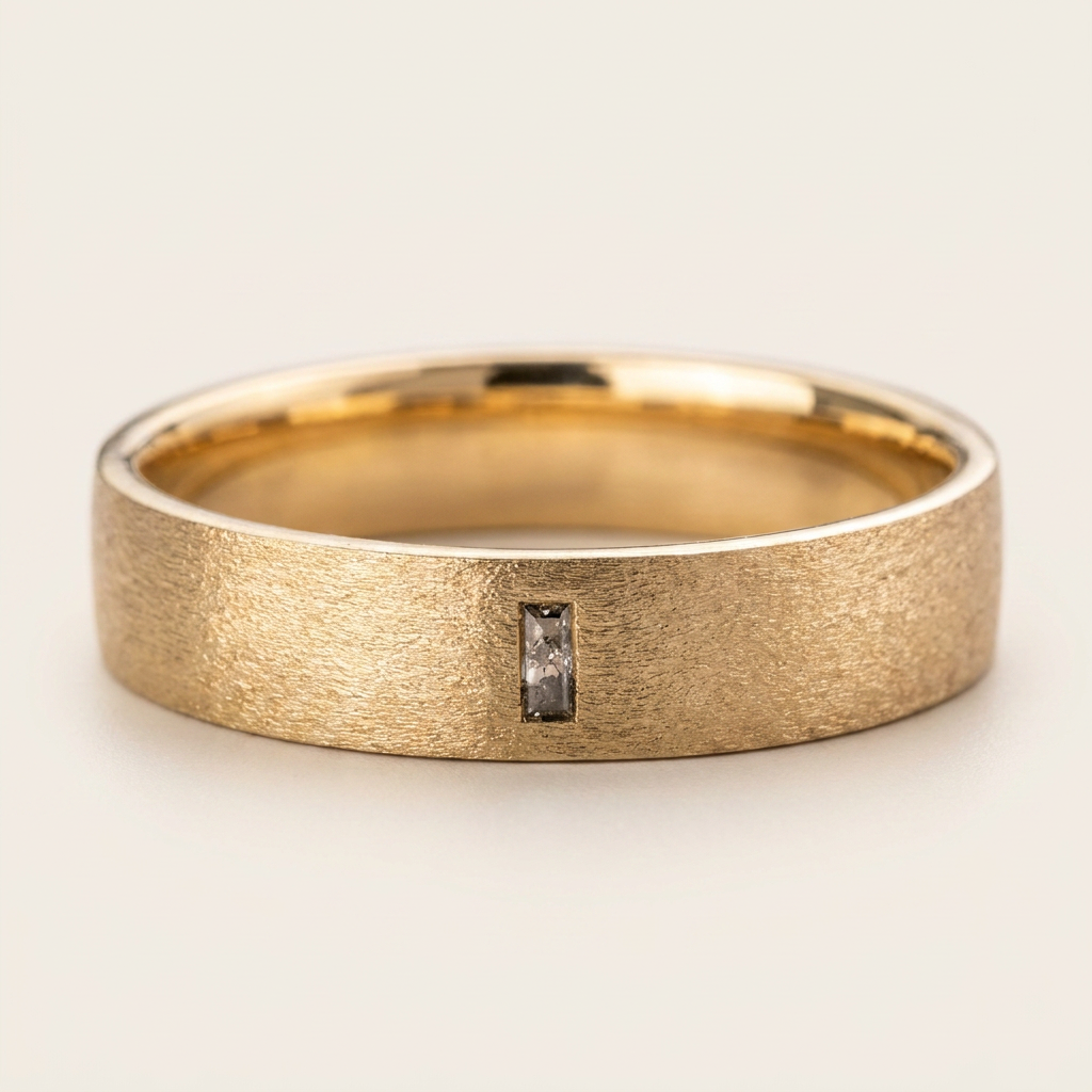 0.10 CT Baguette Cut Salt and Pepper Diamond Ring