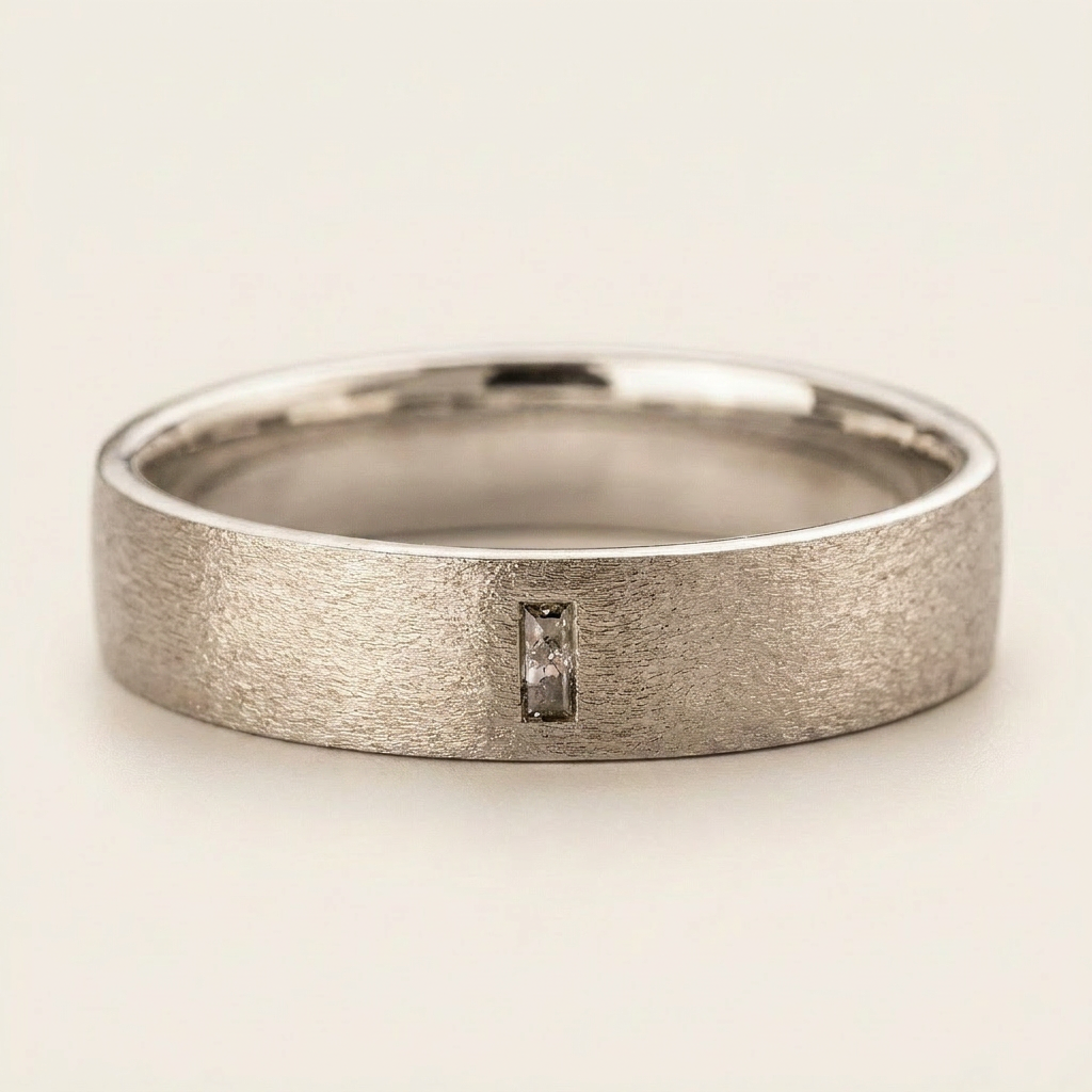0.10 CT Baguette Cut Salt and Pepper Diamond Ring
