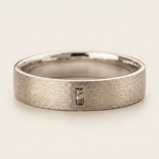 0.10 CT Baguette Cut Salt and Pepper Diamond Ring