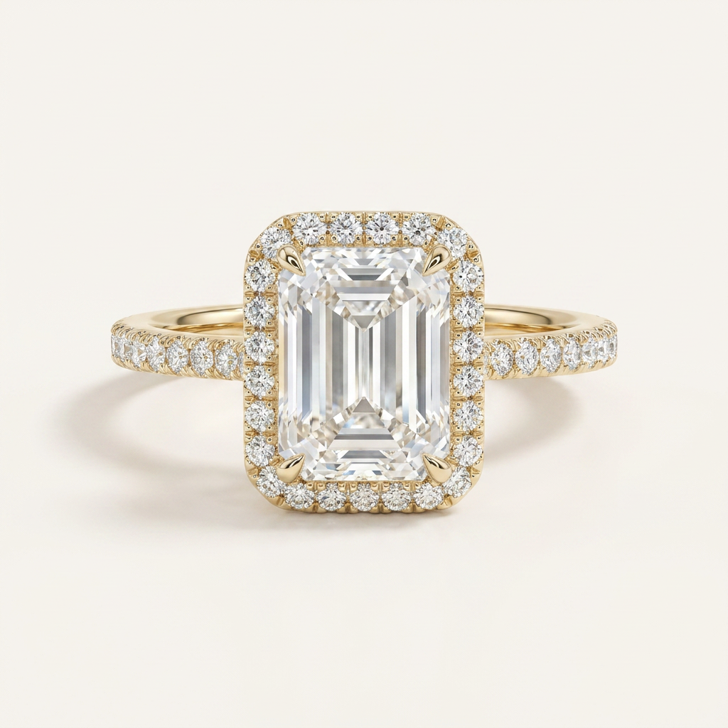 Moissanite 2.00 CT Radiant Cut Diamond Halo Ring