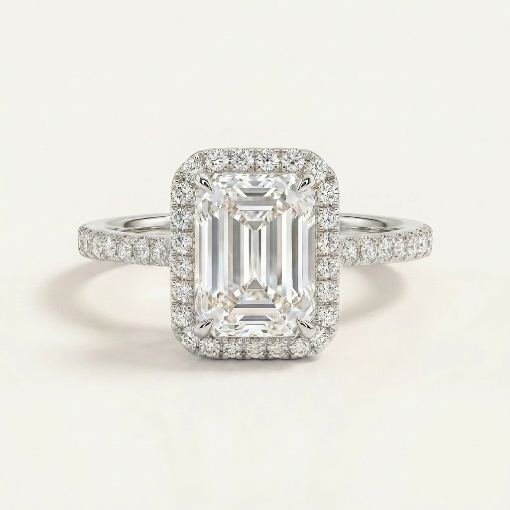 Moissanite 2.00 CT Radiant Cut Diamond Halo Ring