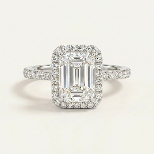 Moissanite 2.00 CT Radiant Cut Diamond Halo Ring