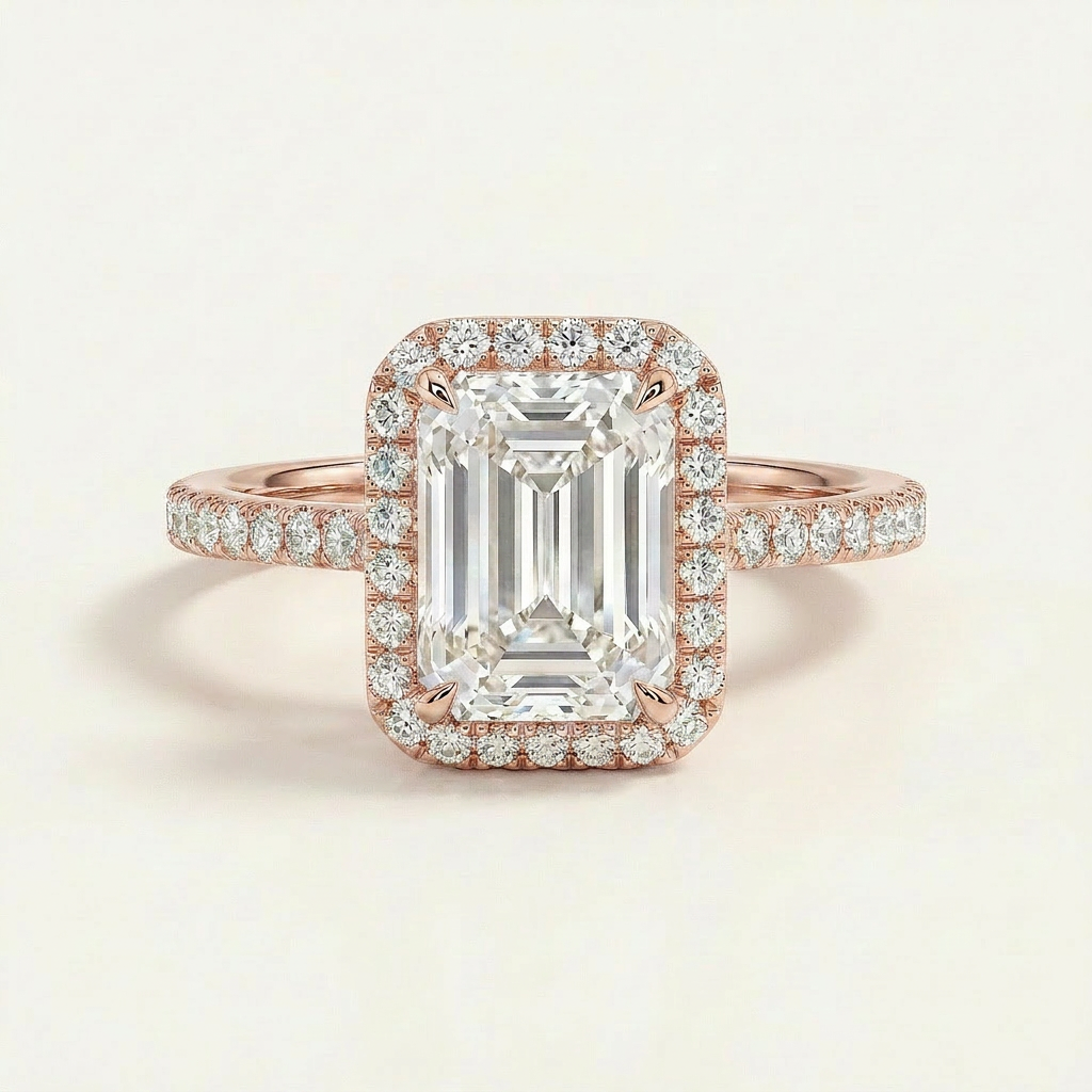 Moissanite 2.00 CT Radiant Cut Diamond Halo Ring
