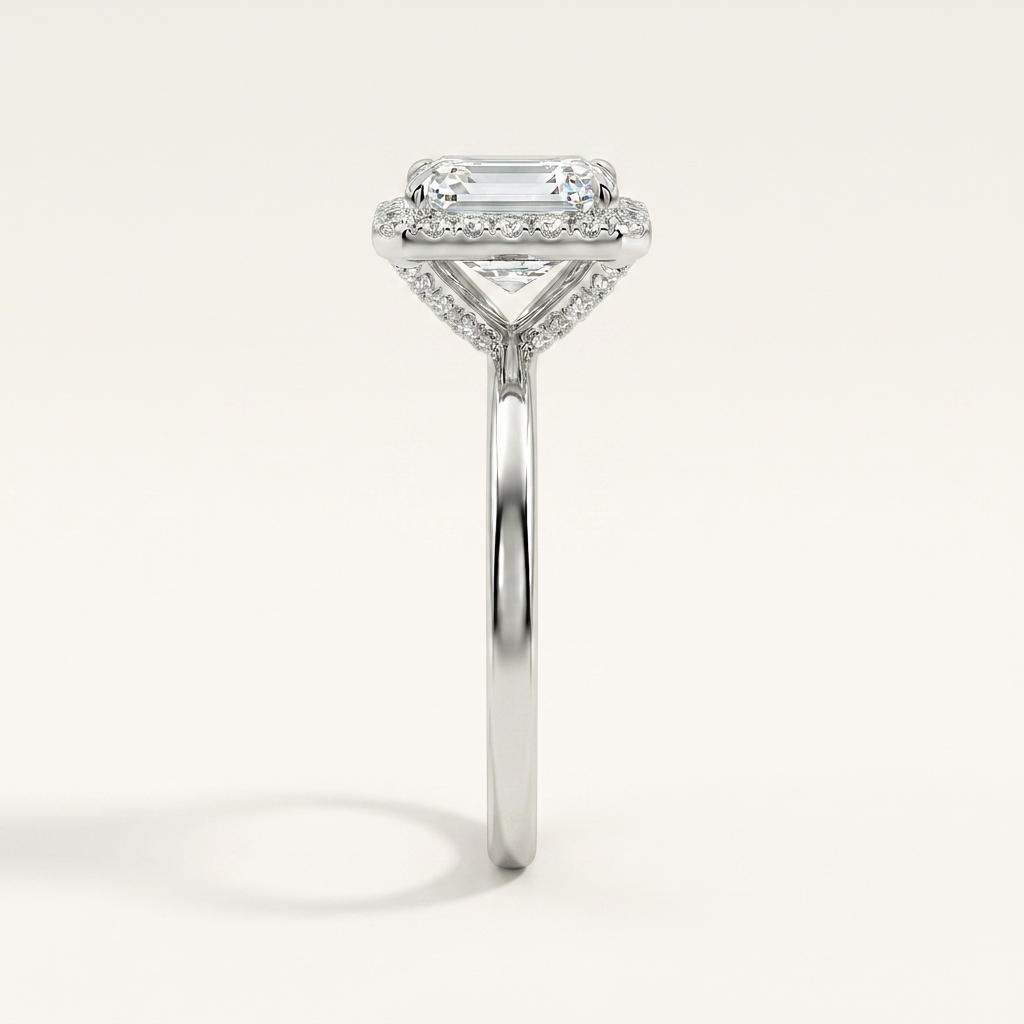 Moissanite 3.00 CT Cushion & Round Cut Diamond Halo Ring