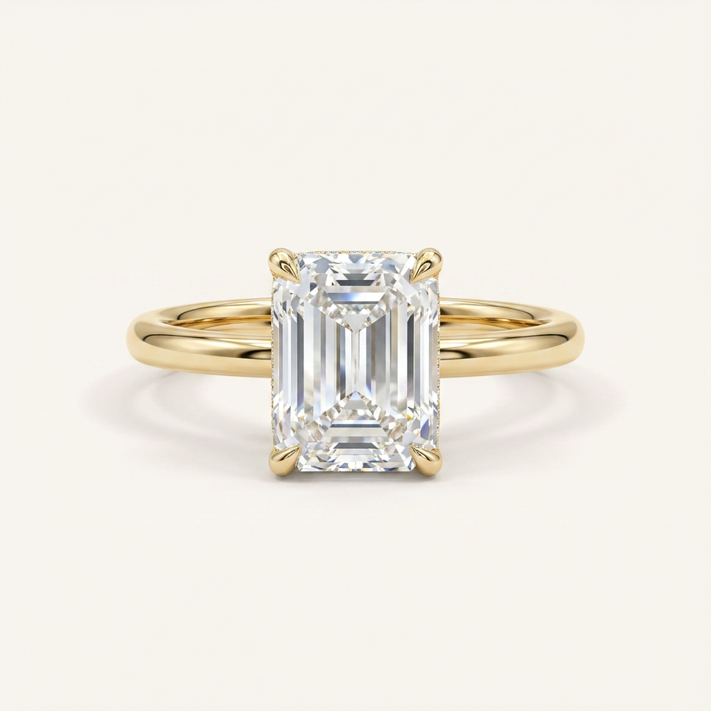 Moissanite 3.00 CT Radiant Cut Diamond Solitaire Ring (V-Artdeco)