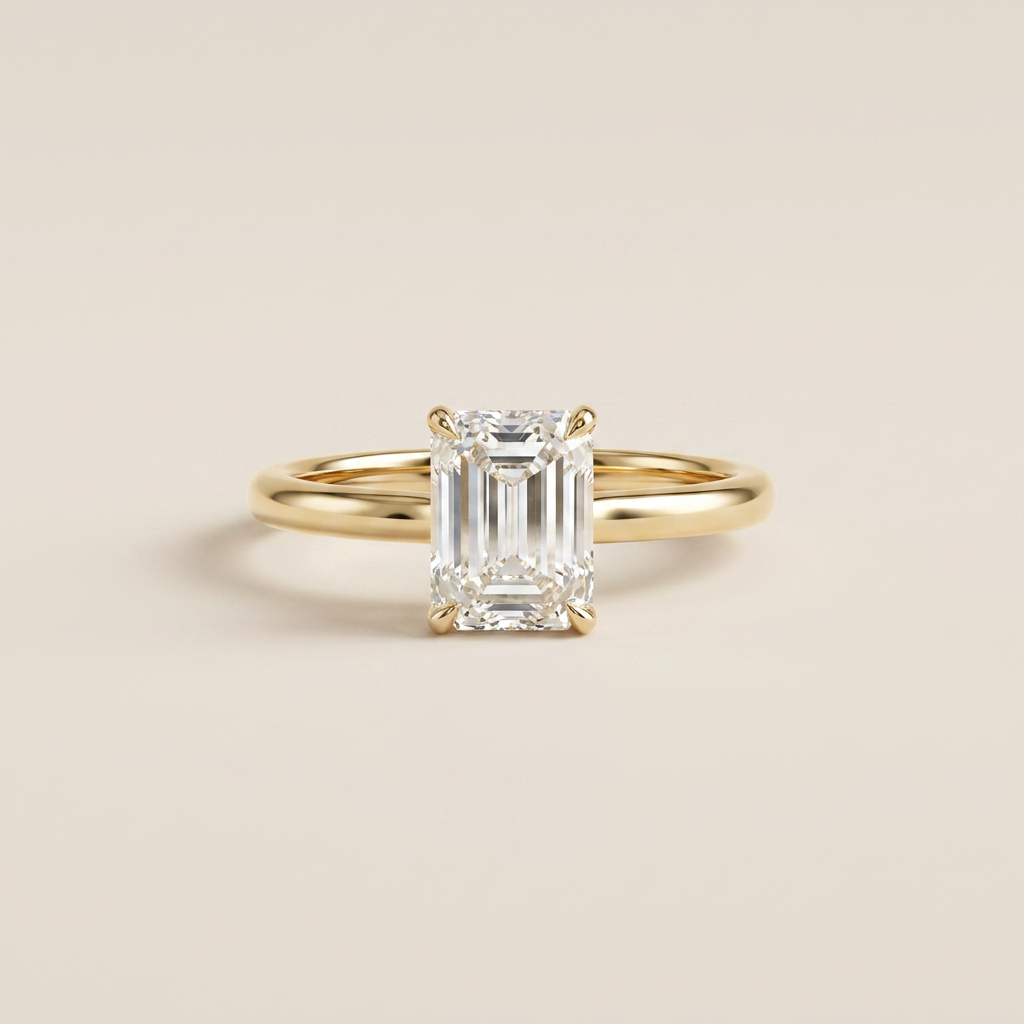 Moissanite 2.55 CT Emerald Cut Diamond Solitaire Ring