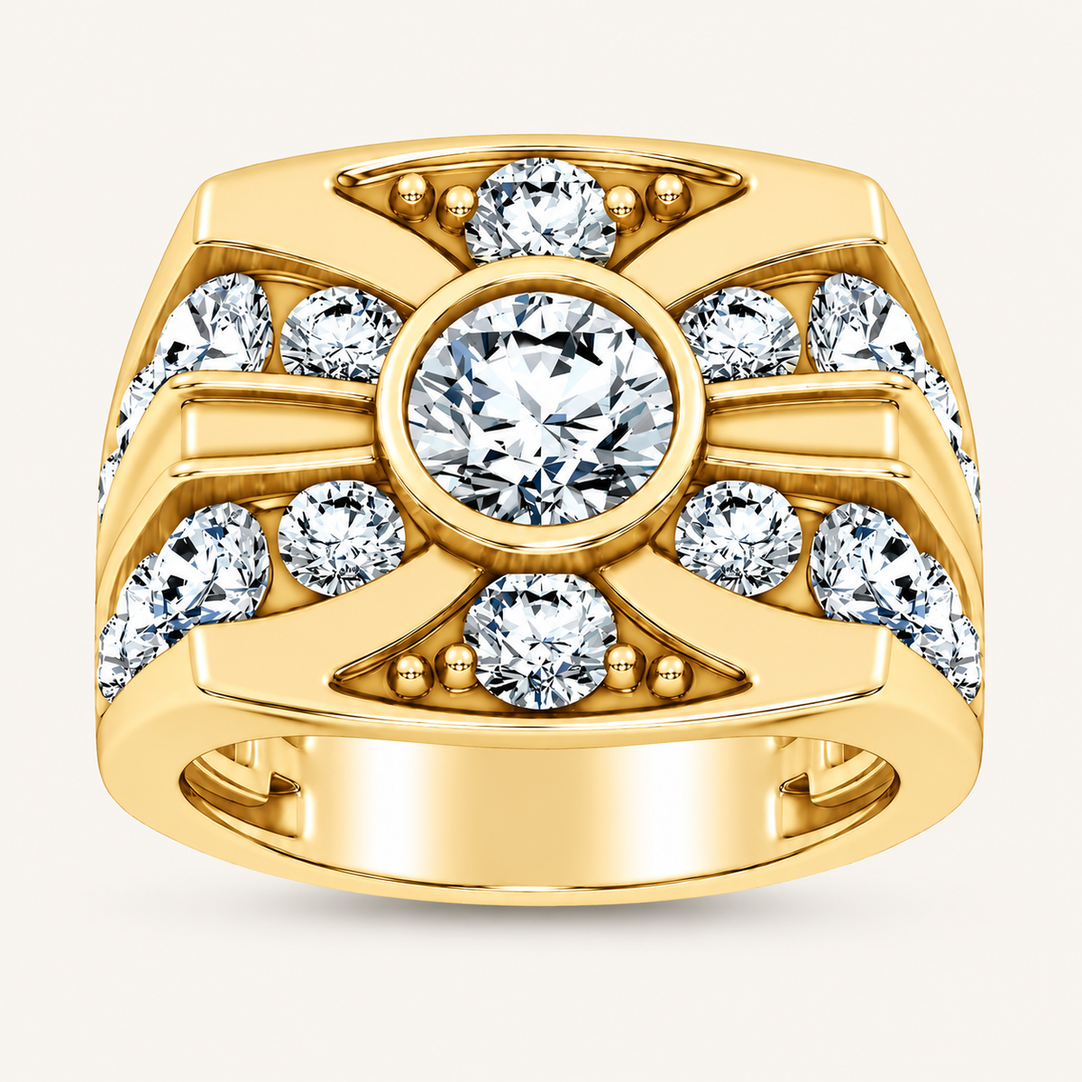 Lab Grown Diamond 4.75 CT Round Cut Men's Ring
