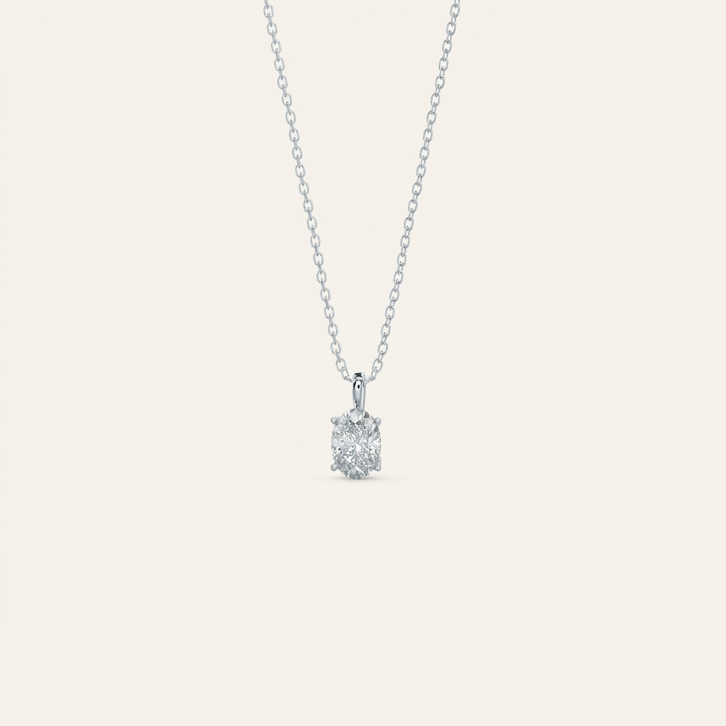 Moissanite 0.25 CT Oval Cut Diamond Solitaire Necklace (V2)