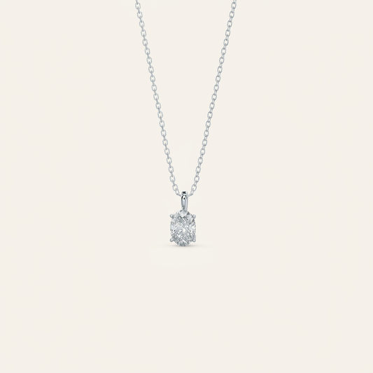 Moissanite 0.25 CT Oval Cut Diamond Solitaire Necklace (V2)