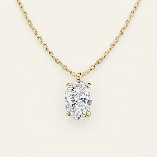 Moissanite 0.25 CT Oval Cut Diamond Solitaire Necklace (V1)