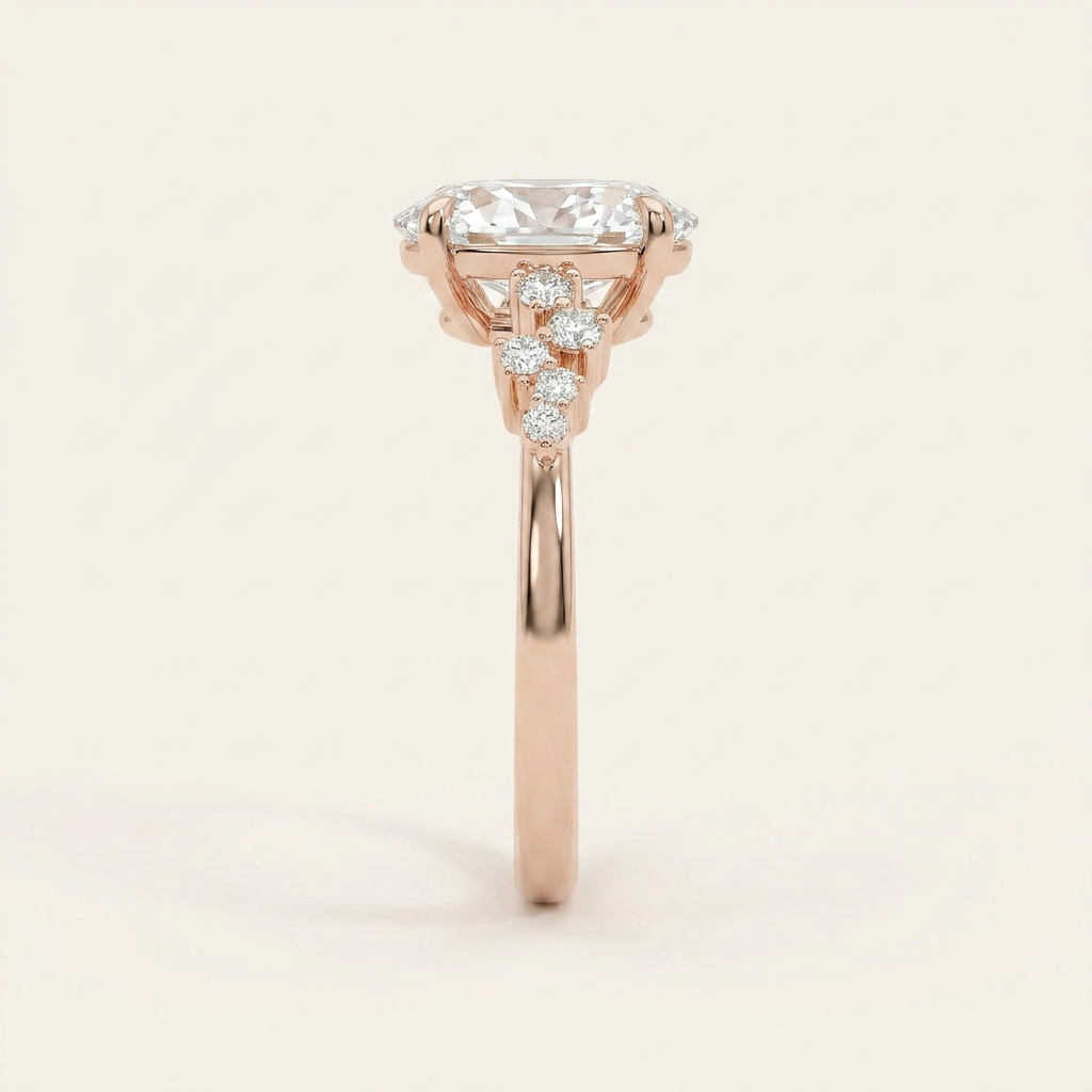 Moissanite 3.75 CT Oval & Round Cut Diamond Solitaire Ring