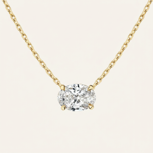Moissanite 0.25 CT Oval Cut Diamond East-West Necklace (V1)