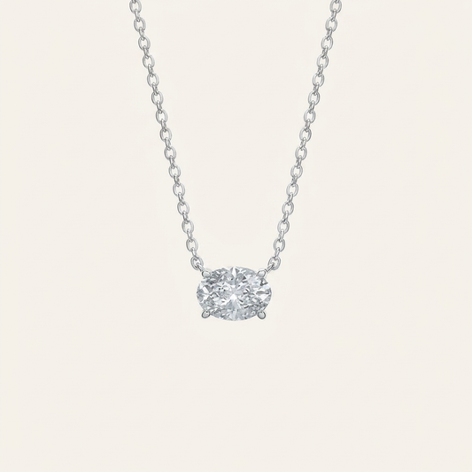 Moissanite 0.25 CT Oval Cut Diamond East-West Necklace (V2)