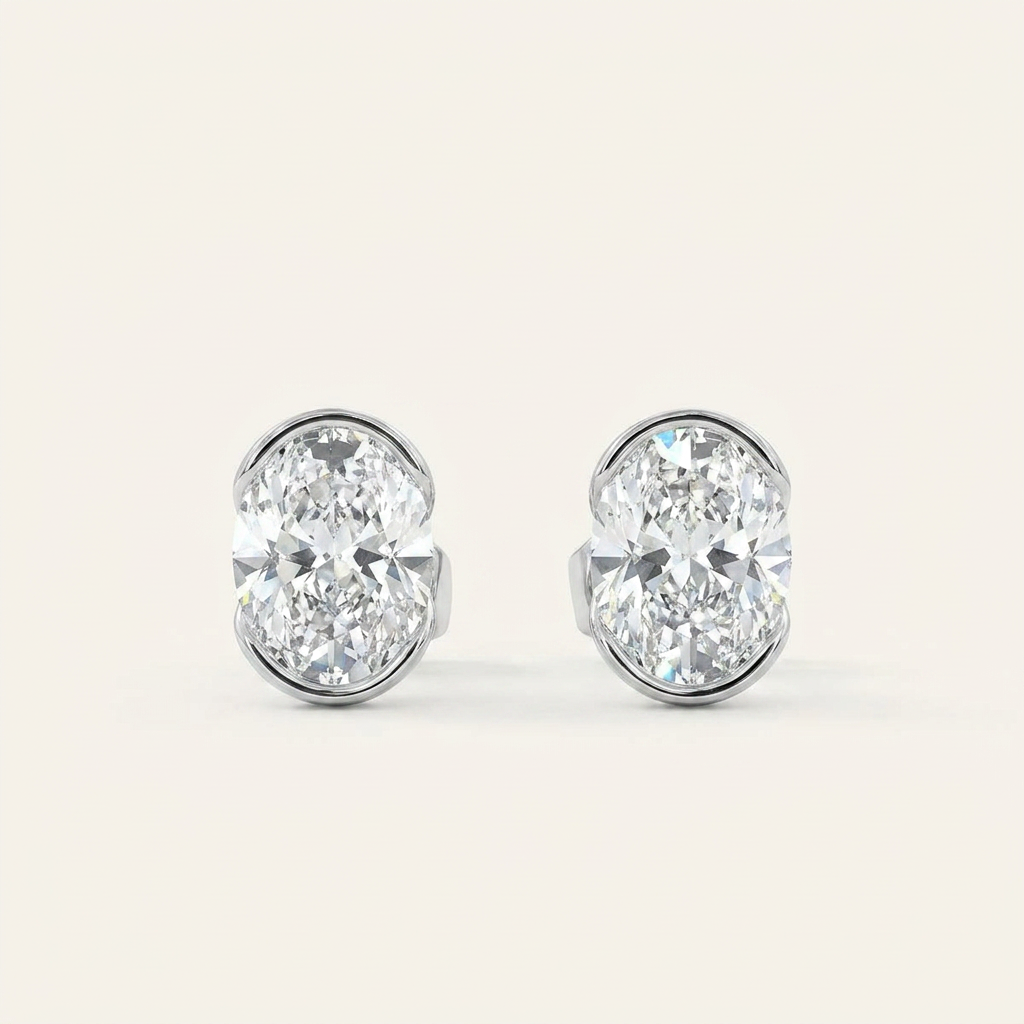 Moissanite 1.00 CT Oval Cut Diamond Stud Earrings (V2)