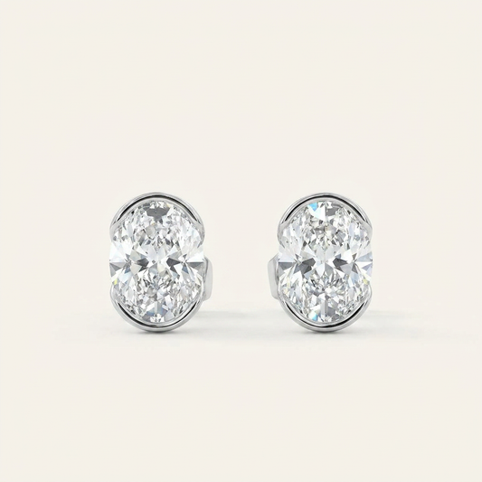 Moissanite 1.00 CT Oval Cut Diamond Stud Earrings (V2)