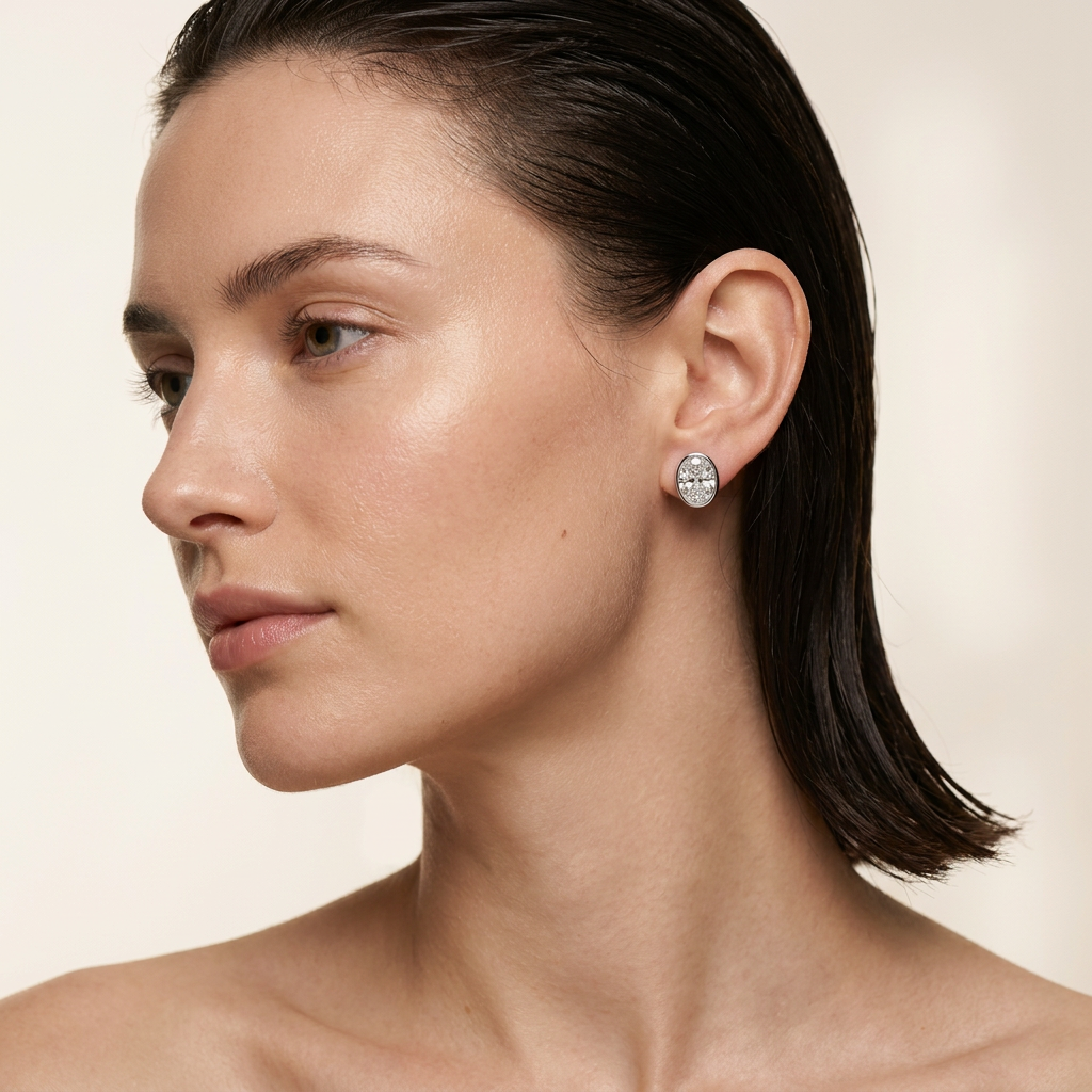 Moissanite 1.00 CT Oval Cut Diamond Stud Earrings (V4)