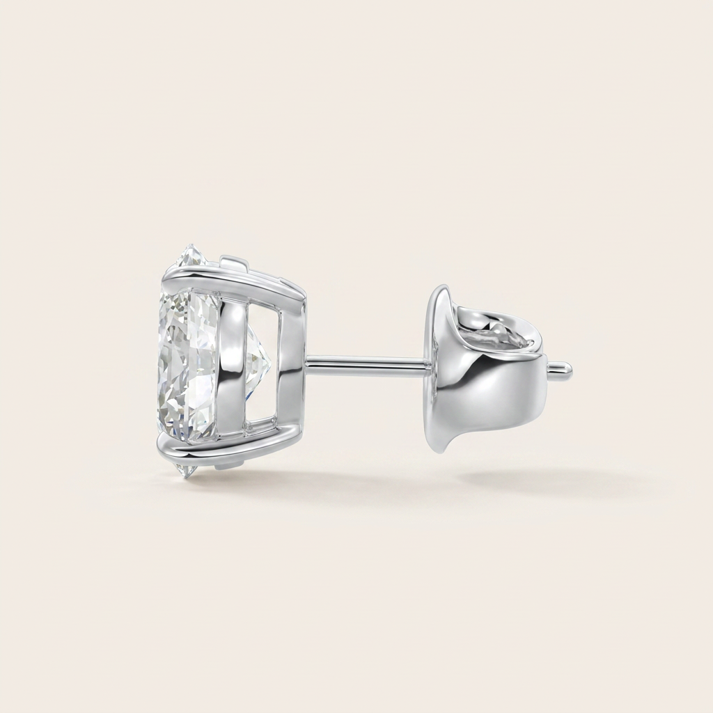 Moissanite 1.00 CT Oval Cut Diamond Stud Earrings (V1)