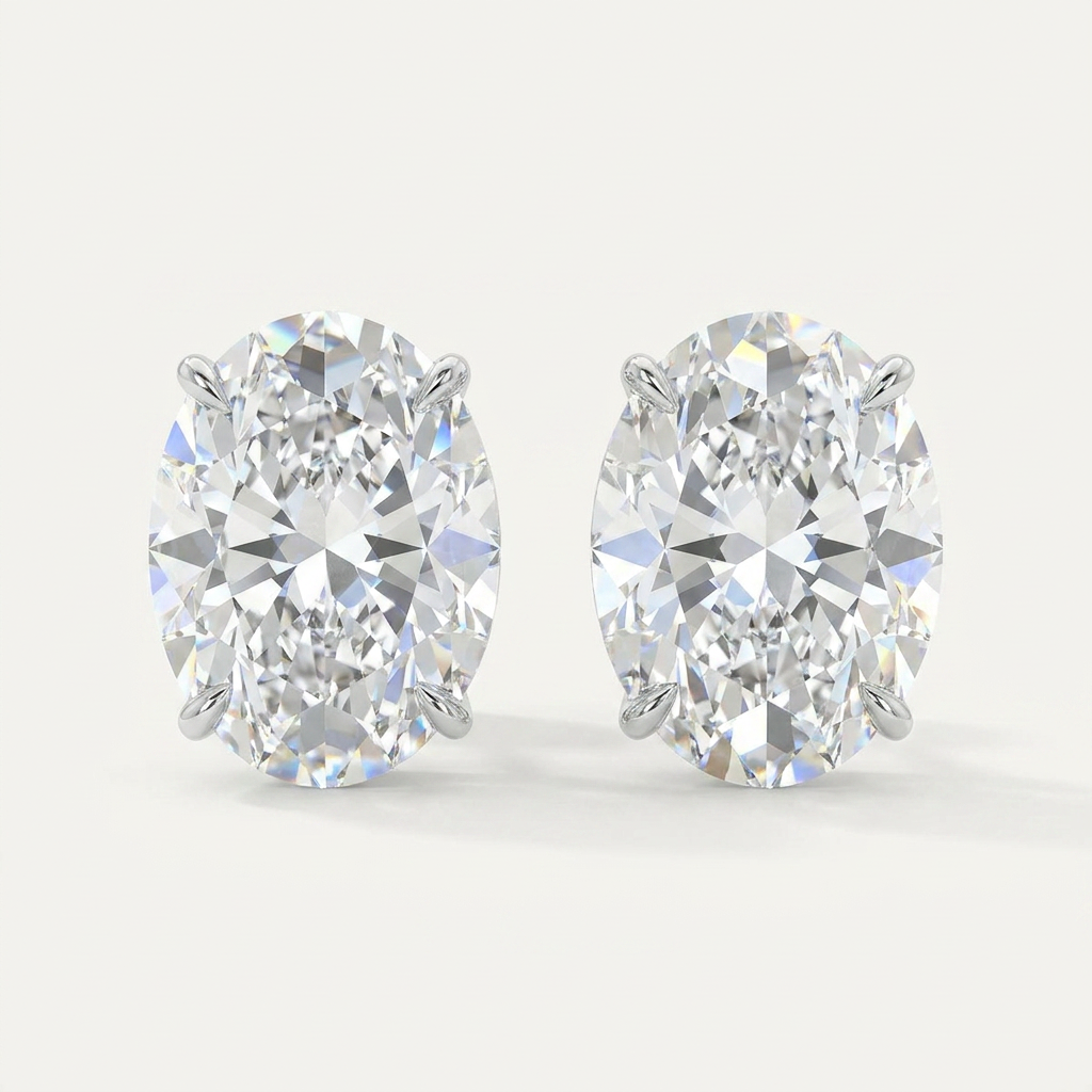 Moissanite 1.00 CT Oval Cut Diamond Stud Earrings (V3)