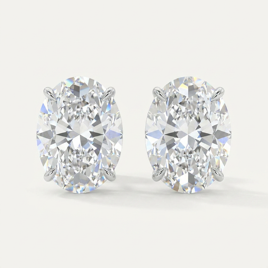 Moissanite 1.00 CT Oval Cut Diamond Stud Earrings (V3)