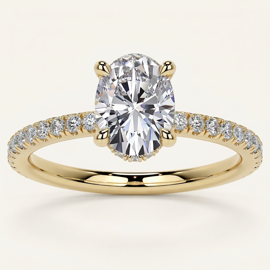 Moissanite 2.00 CT Oval Cut Hidden Halo Ring