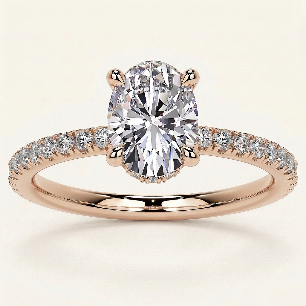 Moissanite 2.00 CT Oval Cut Hidden Halo Ring