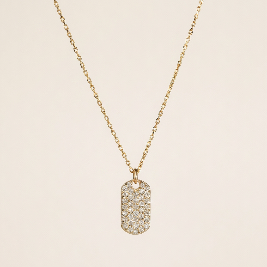 Moissanite 0.30 CT Round Cut Diamond Tag Pendant Necklace