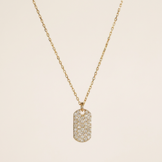 Moissanite 0.30 CT Round Cut Diamond Tag Pendant Necklace