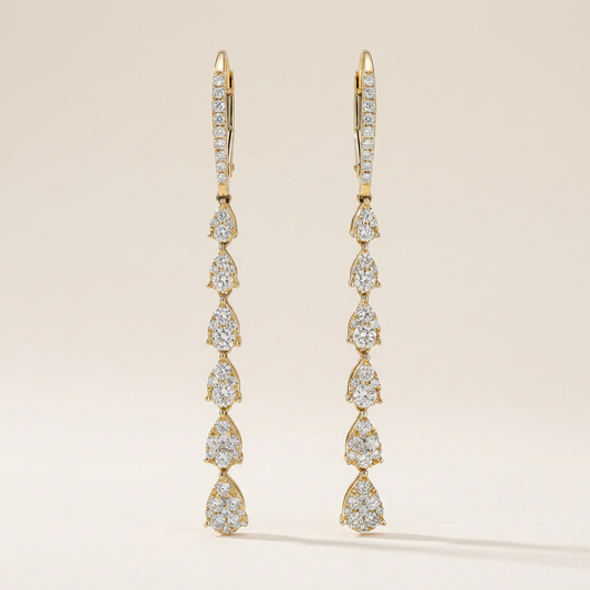 Moissanite 1.00 CT Pear & Round Cut Diamond Drop Earrings