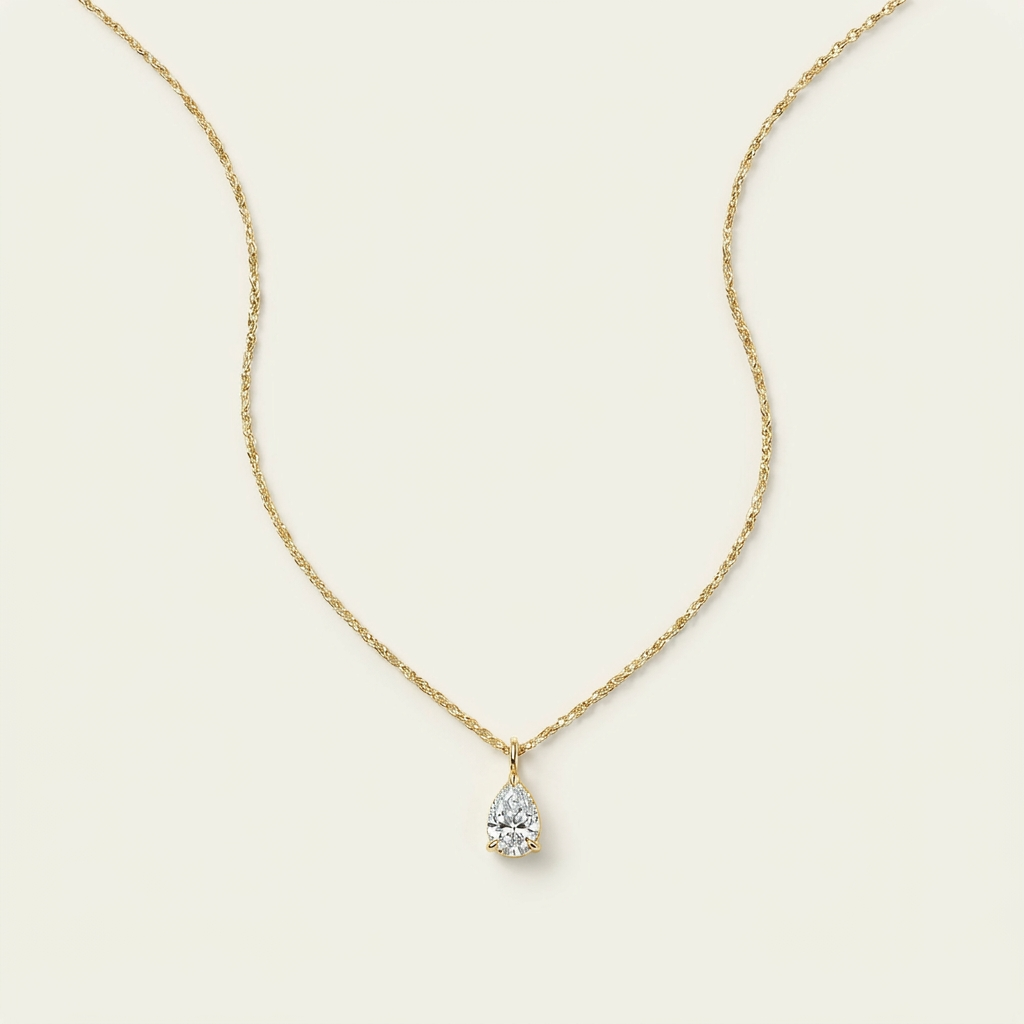 Moissanite 0.25 CT Pear Cut Diamond Solitaire Necklace
