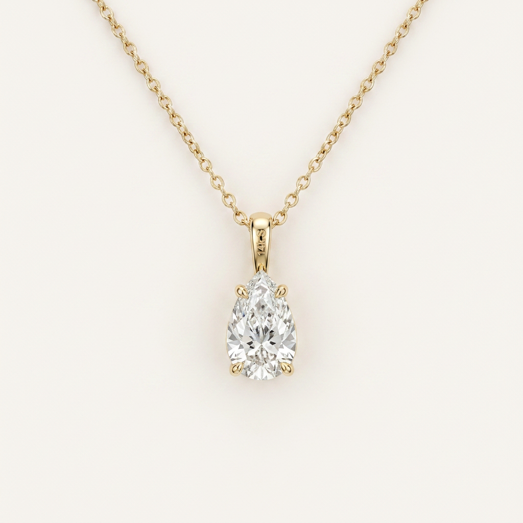 Moissanite 0.20 CT Pear Cut Diamond Solitaire Necklace