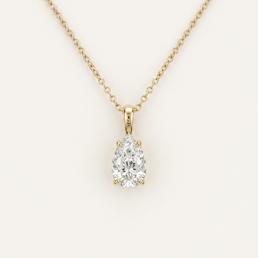 Moissanite 0.20 CT Pear Cut Diamond Solitaire Necklace