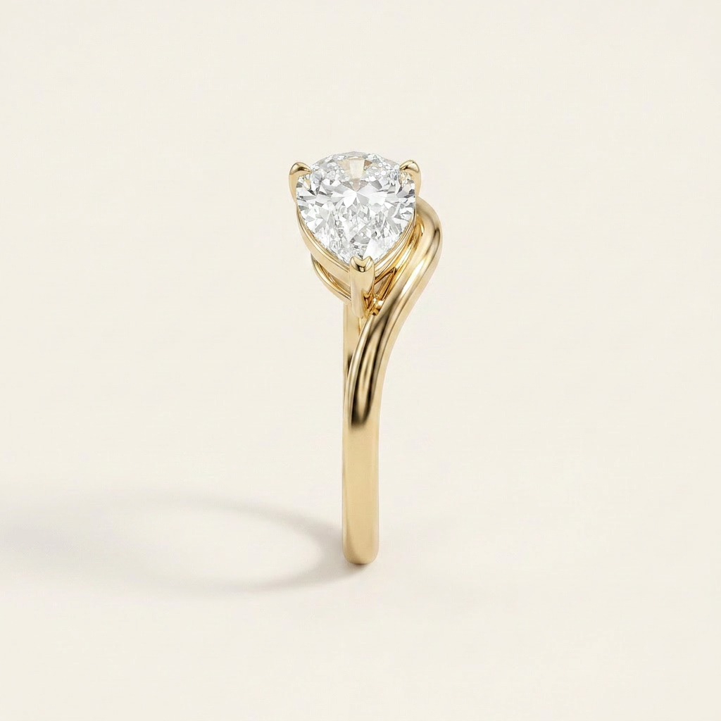 Lab Grown 3.00 CT Pear Cut Diamond Solitaire Ring