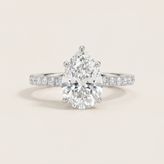 Moissanite 2.50 CT Pear Cut Diamond Solitaire Ring (V-Artnouveau)