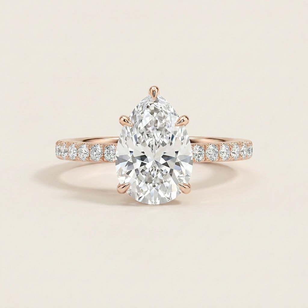 Moissanite 2.50 CT Pear Cut Diamond Solitaire Ring (V-Artnouveau)