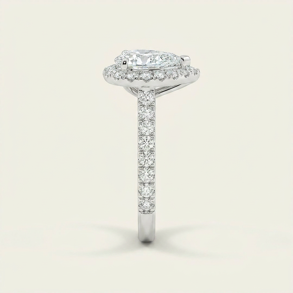 Moissanite 2.50 CT Pear Cut Diamond Solitaire Ring (V-Artnouveau)