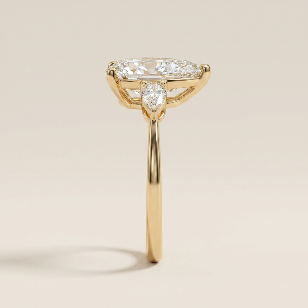 Lab Grown 1.50 CT Pear Cut Diamond Three Stone Ring