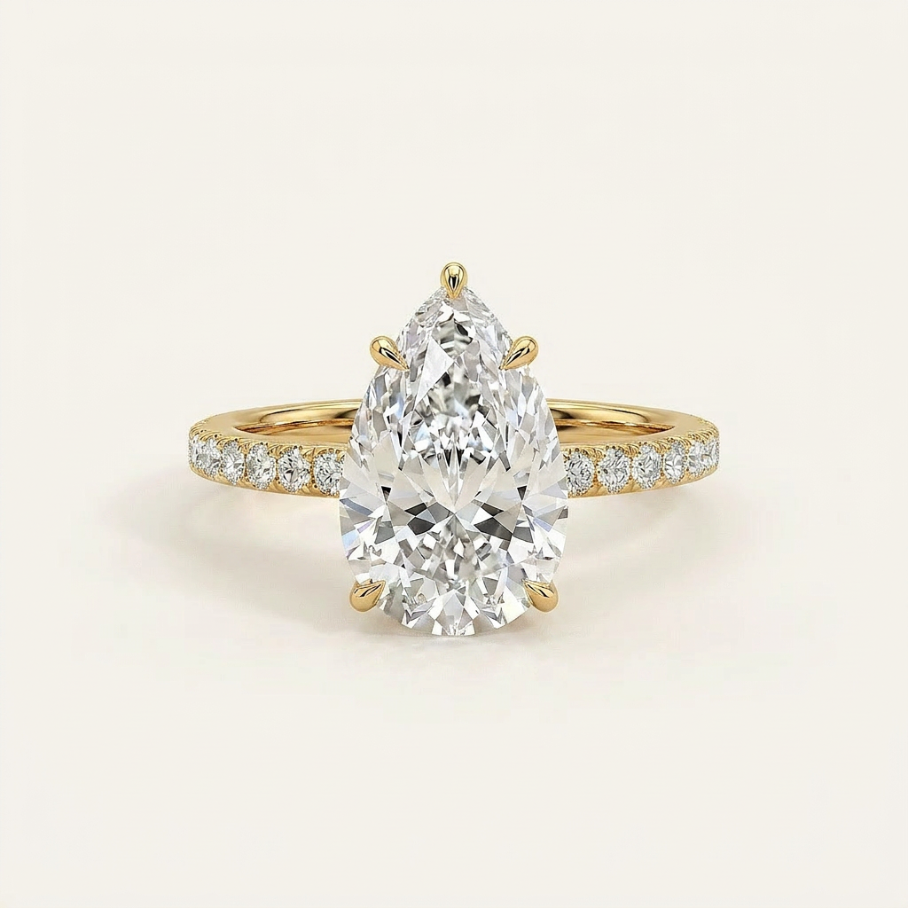 Moissanite 2.17 CT Pear Cut Diamond Solitaire Ring