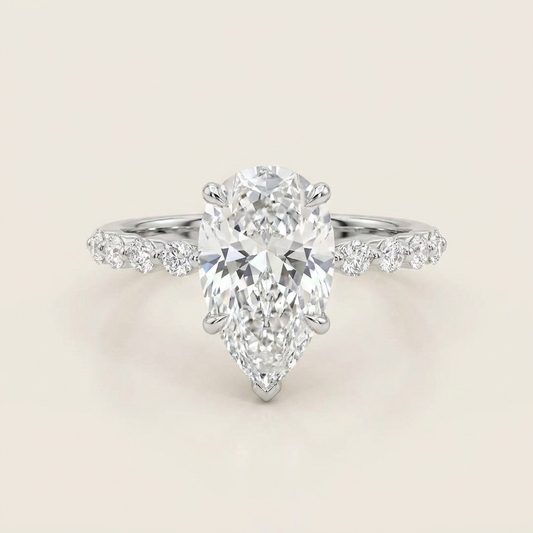 Moissanite 3.10 CT Pear Cut Diamond Solitaire Ring