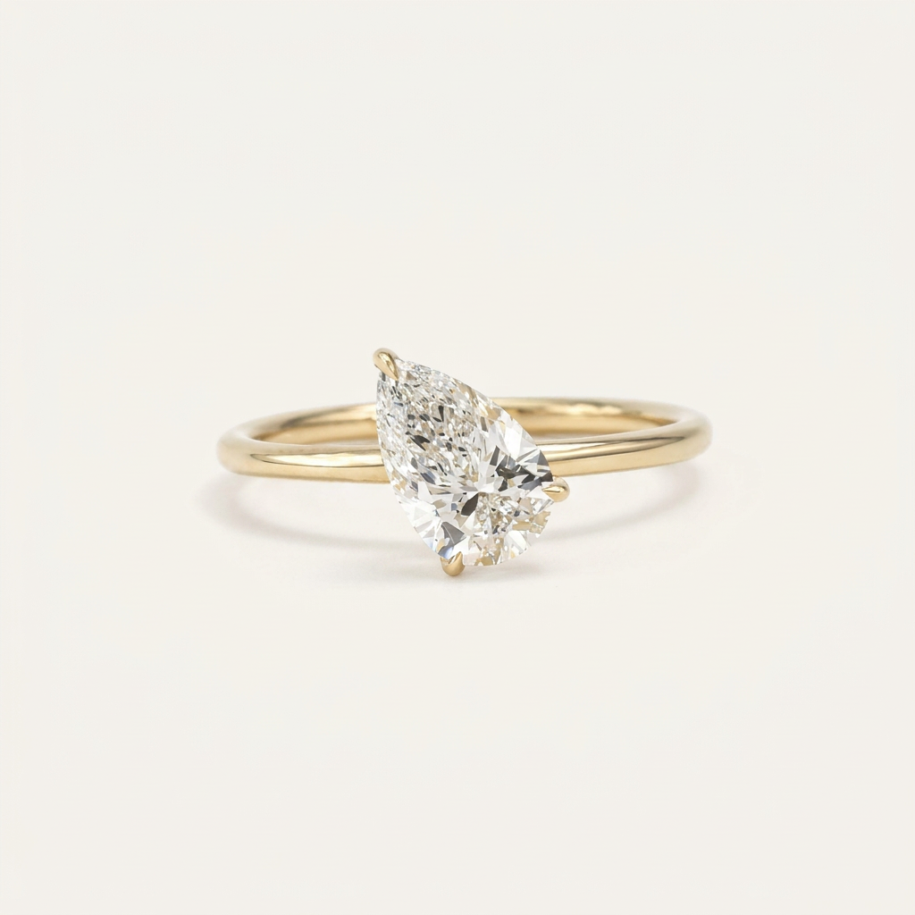 Lab Grown 2.00 CT Pear Cut Diamond Solitaire Ring