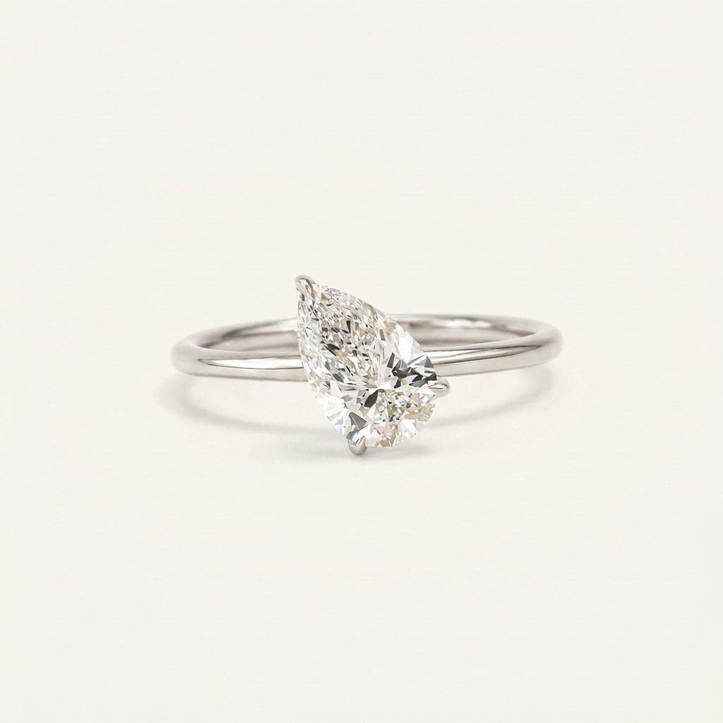 Lab Grown 2.00 CT Pear Cut Diamond Solitaire Ring
