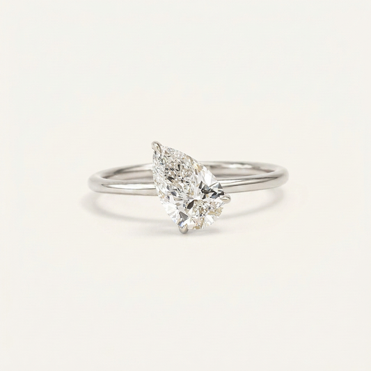 Lab Grown 2.00 CT Pear Cut Diamond Solitaire Ring