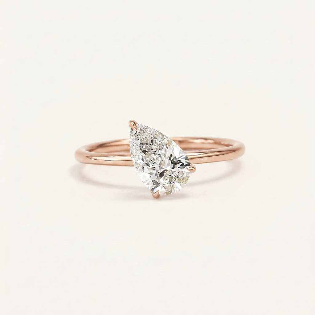 Lab Grown 2.00 CT Pear Cut Diamond Solitaire Ring