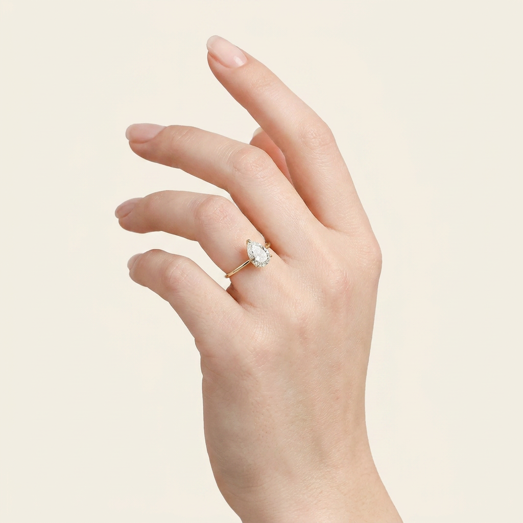 Moissanite 1.90 CT Pear Cut Diamond Solitaire Ring
