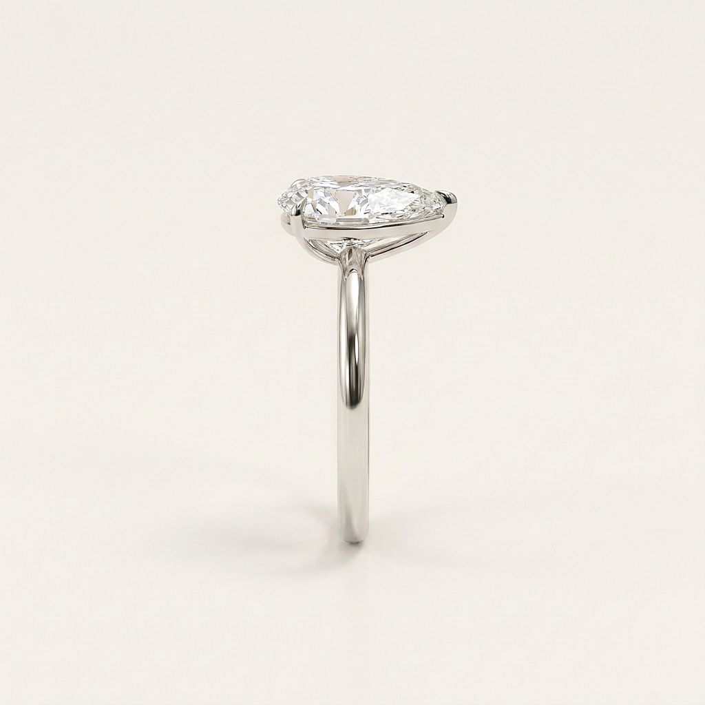 Lab Grown 2.00 CT Pear Cut Diamond Solitaire Ring